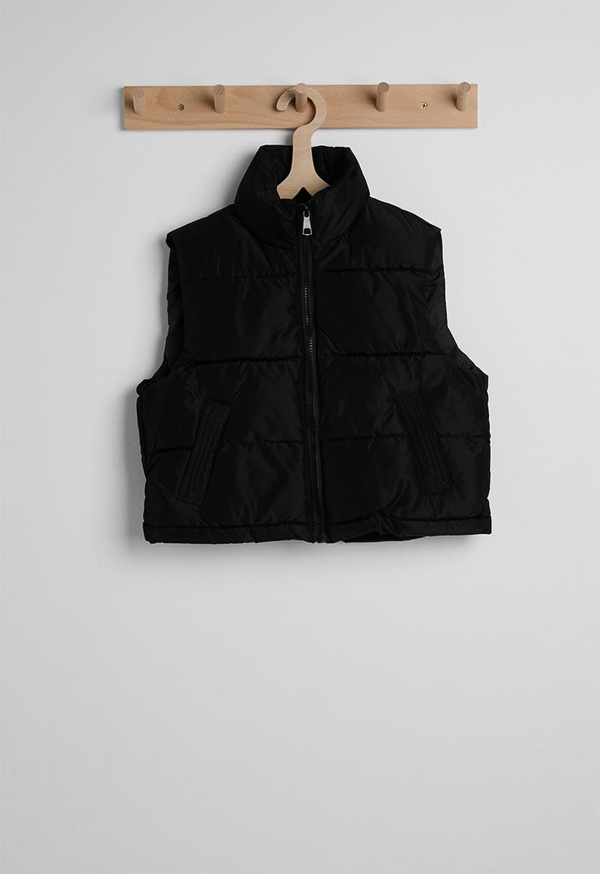 Pop Candy - Collared padded vest - black