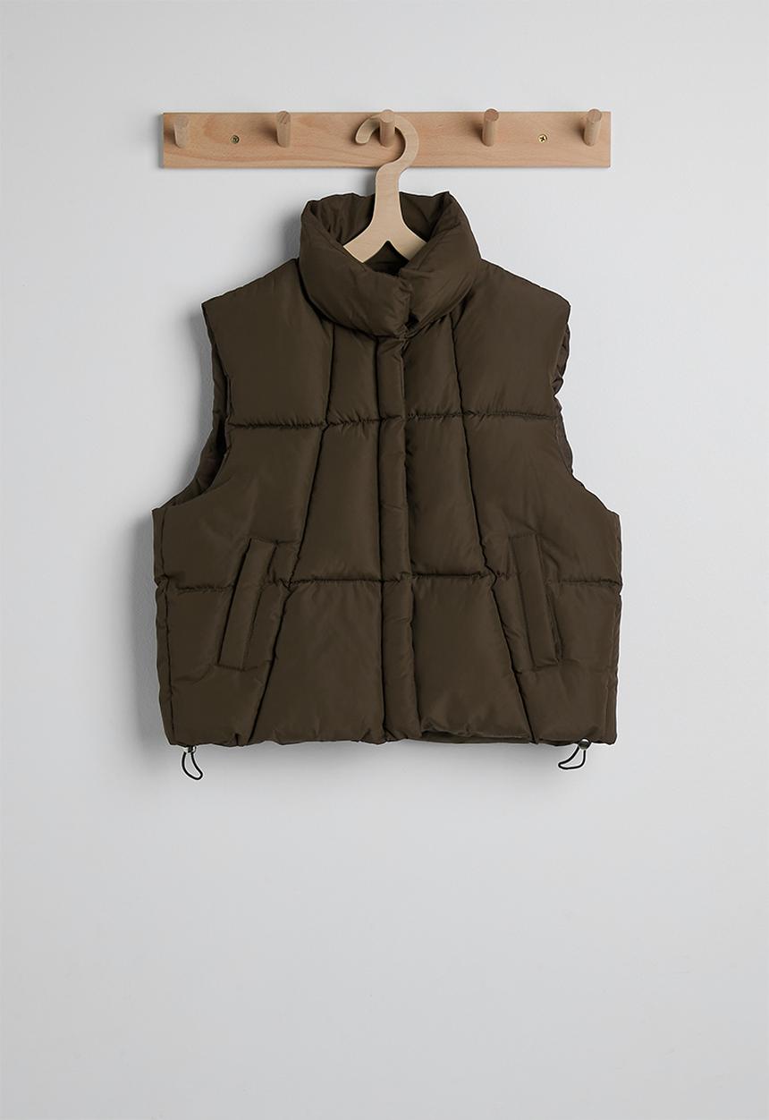 Pop Candy - Padded funnel neck vest - coffee