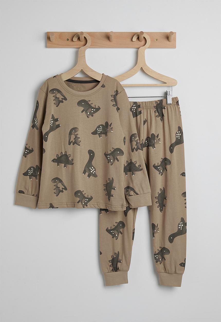 Pop Candy - Dino aop pj set - mocha