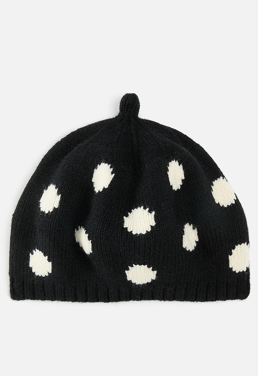 Pop Candy - Knitted beret - black/polka dots
