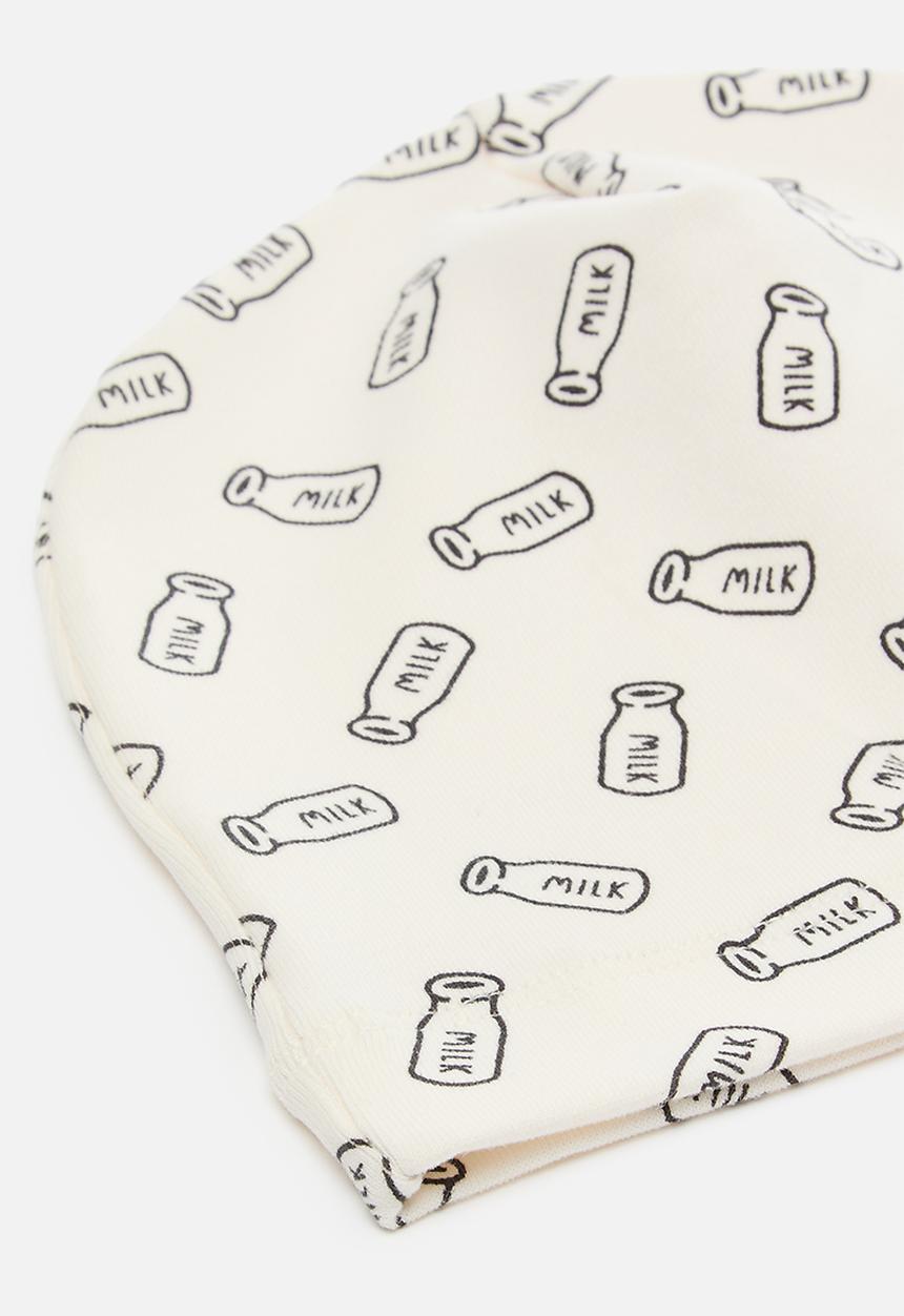 Pop Candy - Soft beanie - white/milk bottle aop
