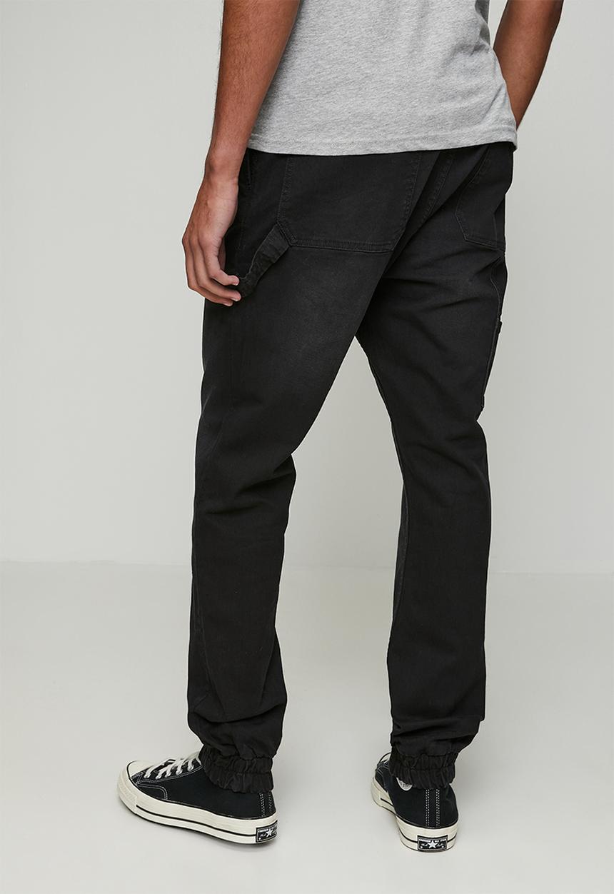 Brave Soul - Cuffed Carpenter Denim Jean - Charcoal Long Length