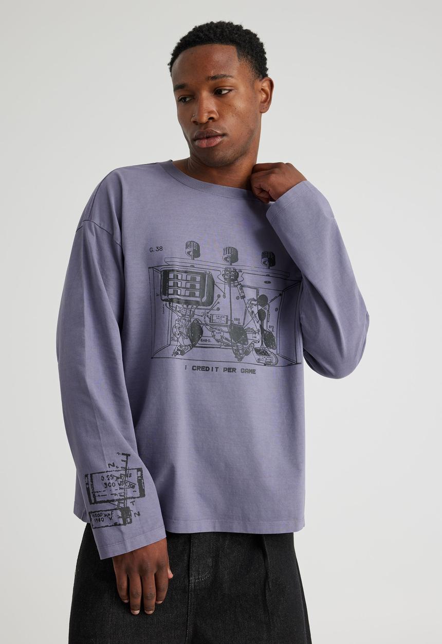 Factorie - Notion Long Sleeve Tshirt - Ntn Washed Purple Maze/Internal Machine