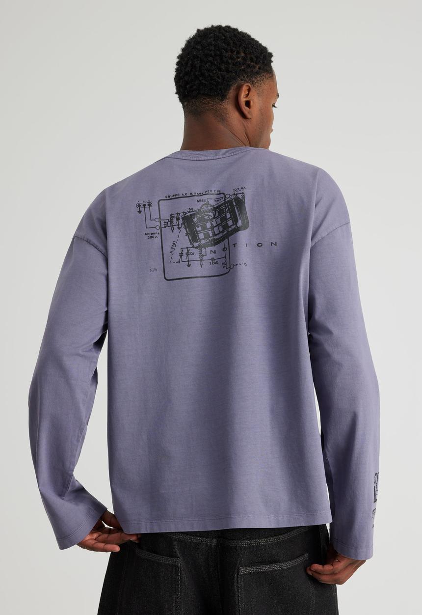 Factorie - Notion Long Sleeve Tshirt - Ntn Washed Purple Maze/Internal Machine