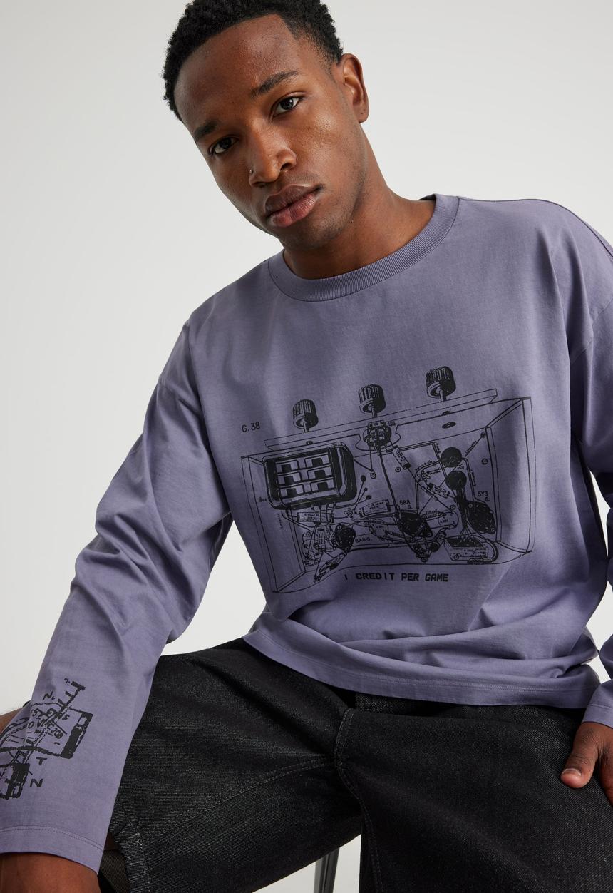 Factorie - Notion Long Sleeve Tshirt - Ntn Washed Purple Maze/Internal Machine