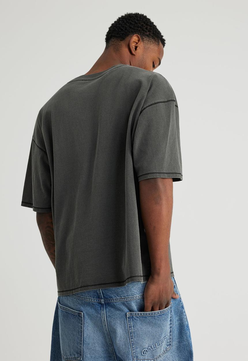 Factorie - Notion Vintage Graphic Tshirt - Ntn Washed Black/Logo Panelling