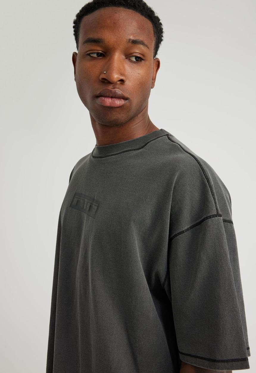 Factorie - Notion Vintage Graphic Tshirt - Ntn Washed Black/Logo Panelling
