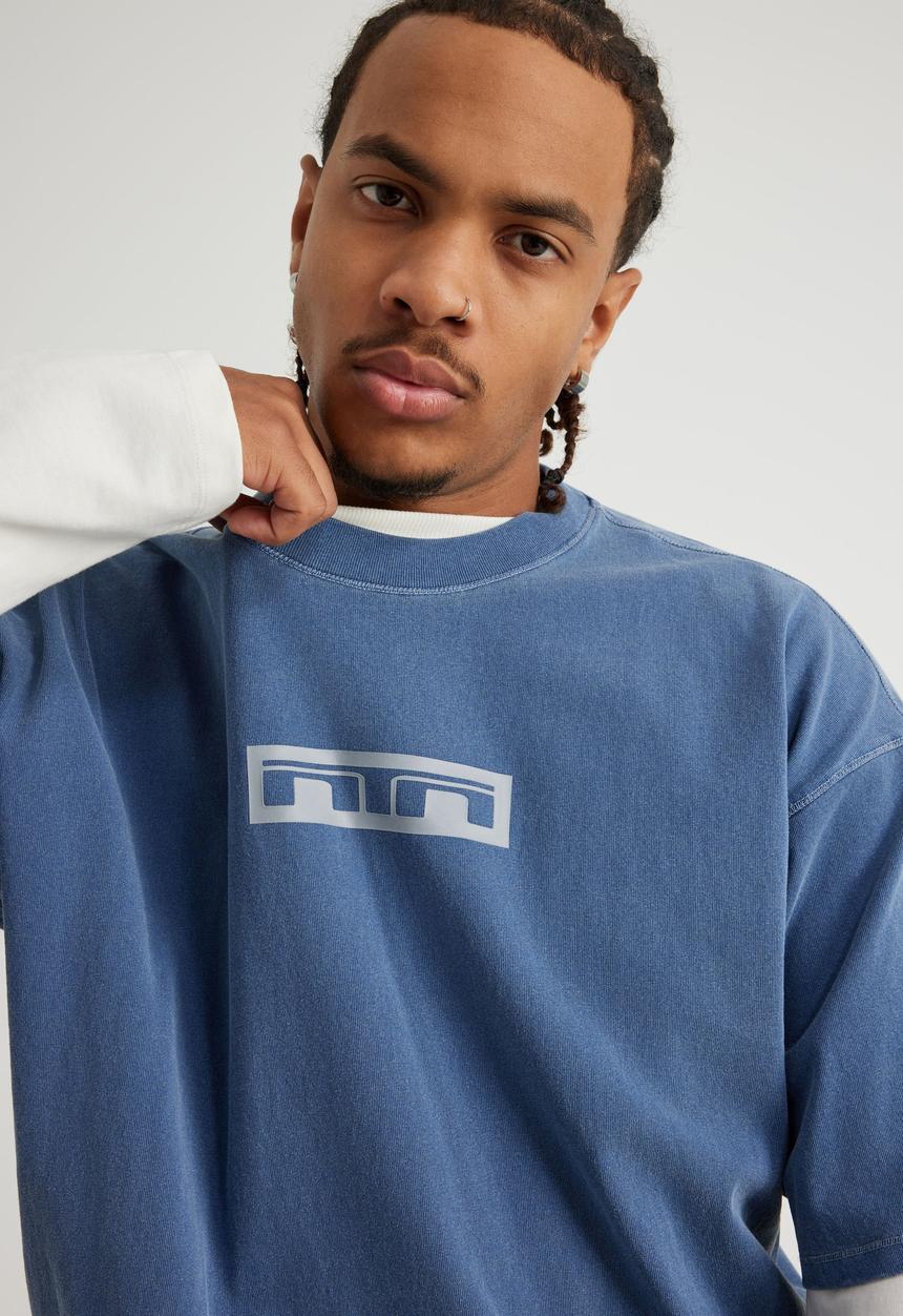 Factorie - Notion Vintage Graphic Tshirt - Ntn Washed Blue Aura/Logo Panelling