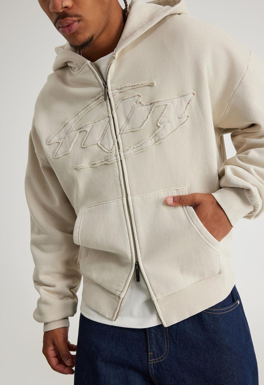 Factorie - Notion Zip Thru Hoodie - Ntn Washed Pebble/Ntn Logo