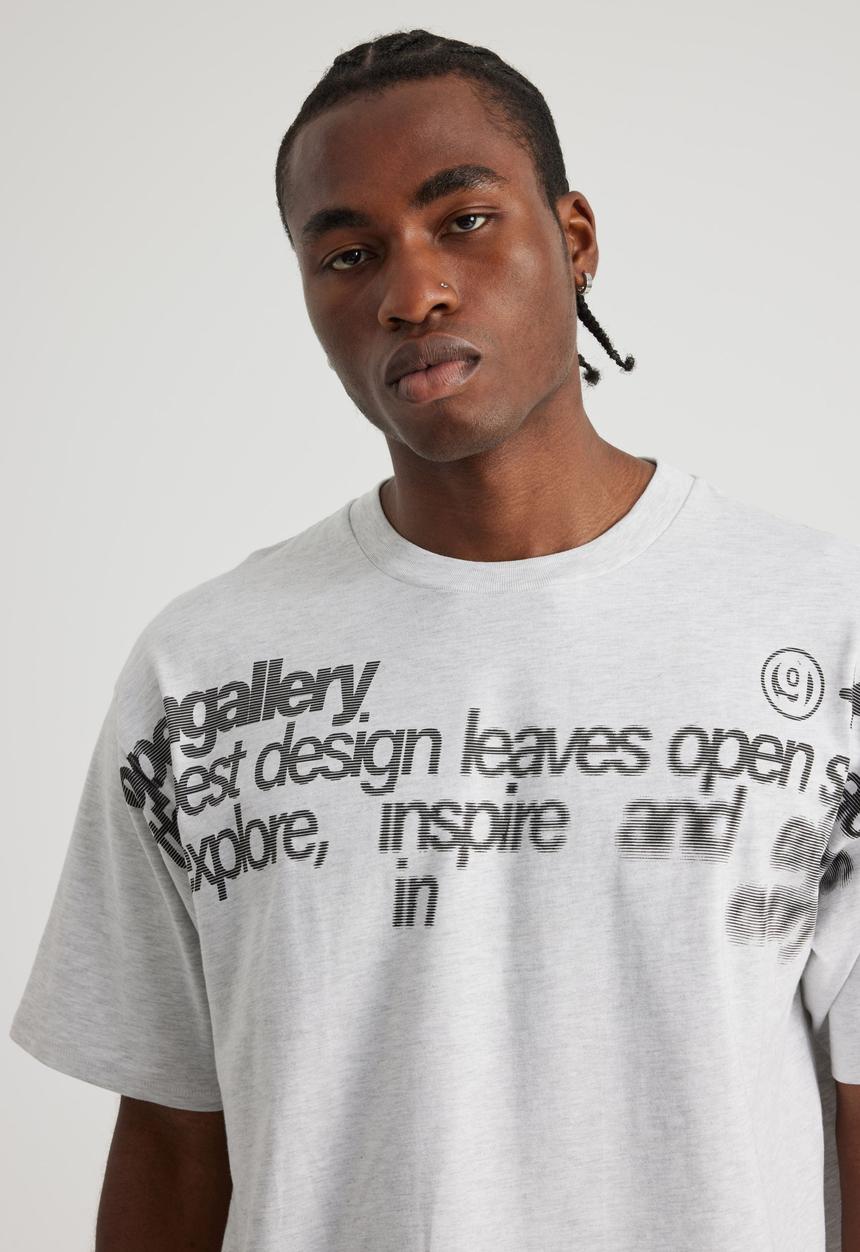 Factorie - Open Gallery Box Fit Tshirt - Og Silver Marle/Front Text