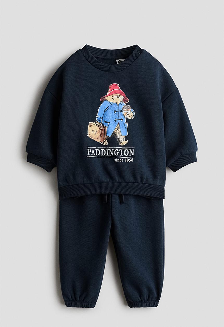 2-piece printed sweatshirt set - navy blue/paddington bear
