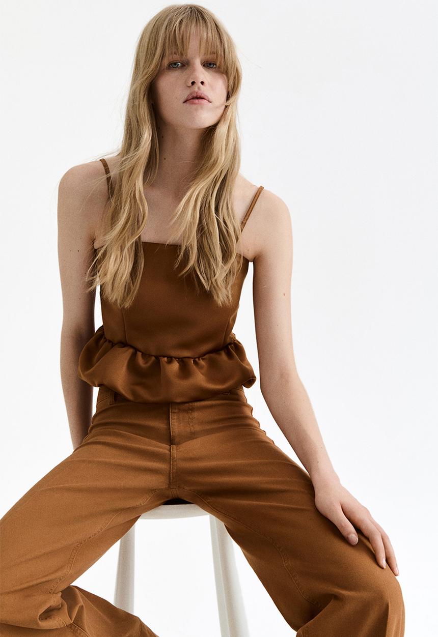 H&M - Bubble-hem strappy top - brown
