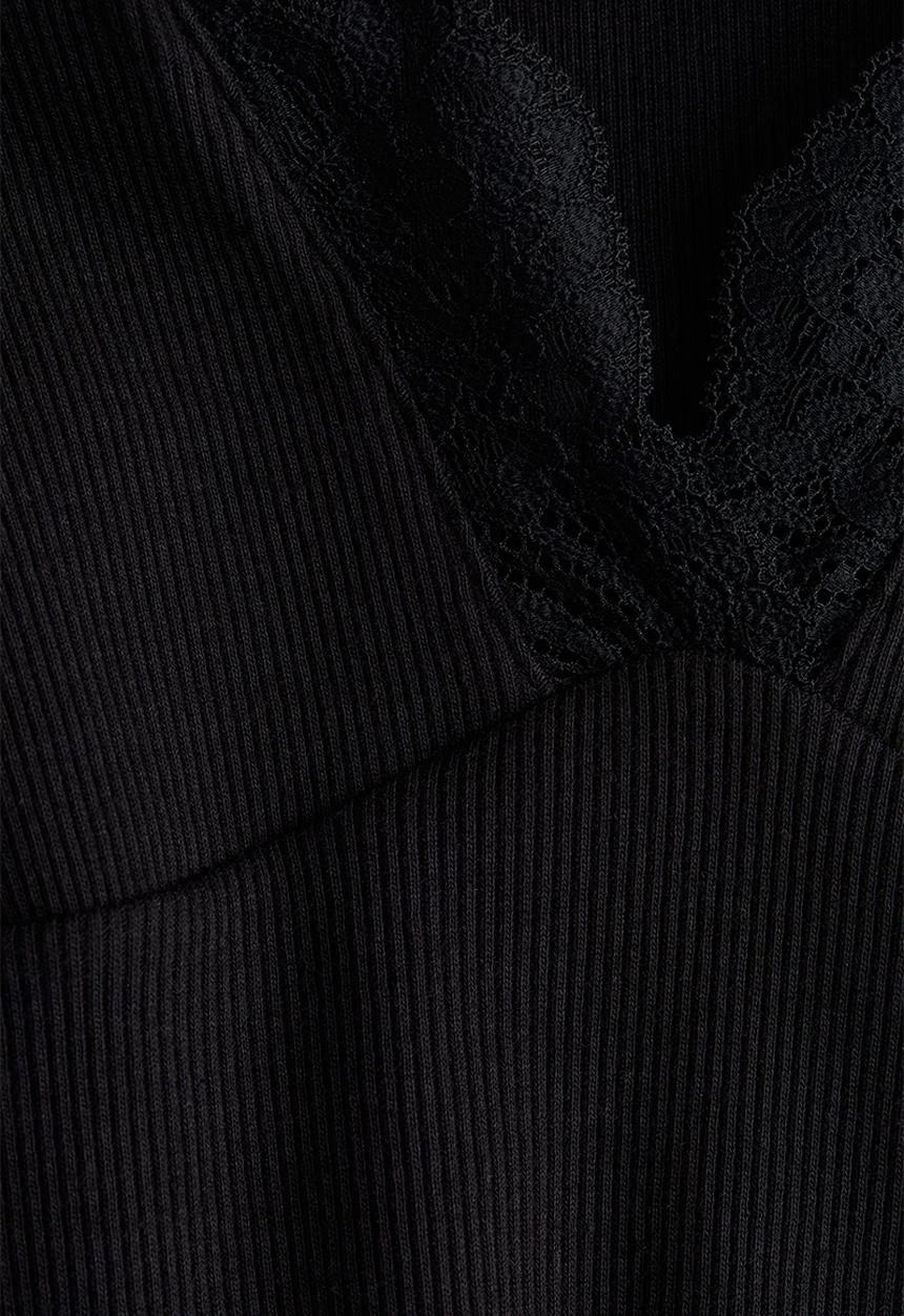 H&M - Lace-trimmed top - black