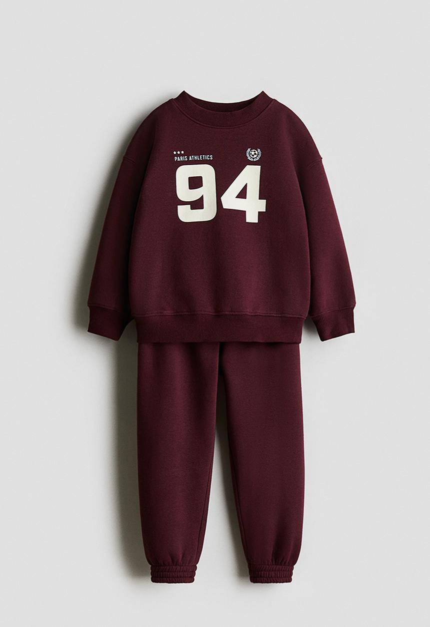H&M - 2-piece sweatshirt and joggers set - dark red/94