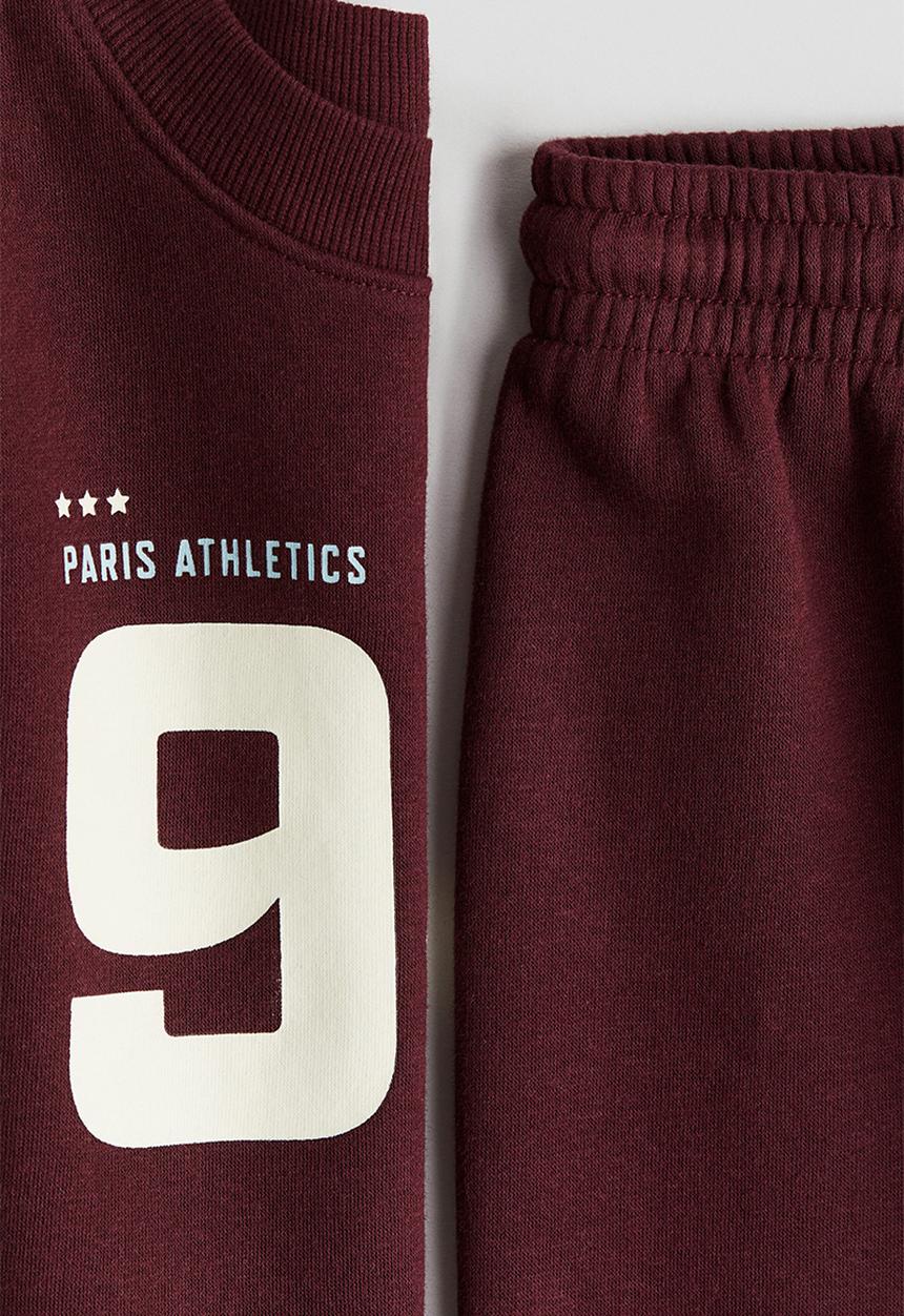 H&M - 2-piece sweatshirt and joggers set - dark red/94