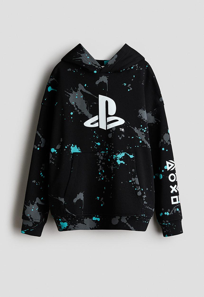 H&M - Printed hoodie - black/playstation
