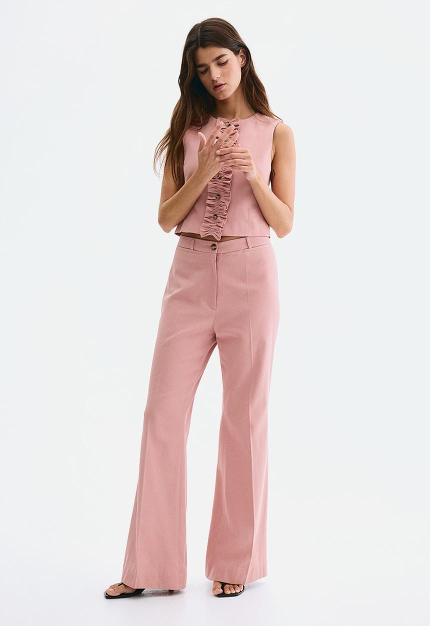 H&M - Flared twill trousers - dusty pink