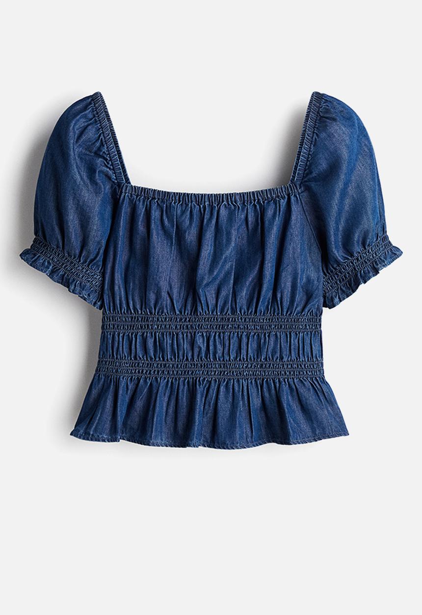 H&M - Smocked blouse - denim blue