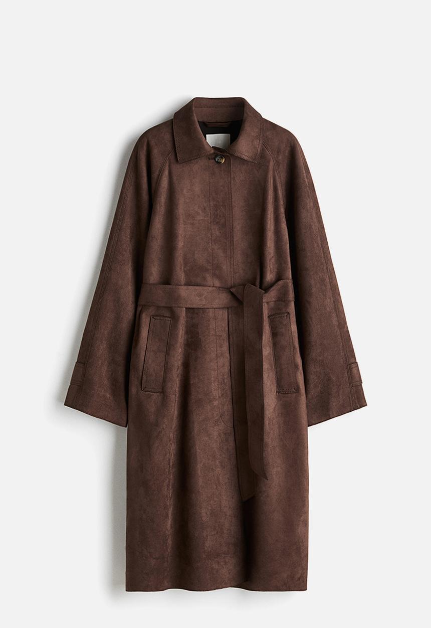 H&M - Tie-belt coat - dark brown