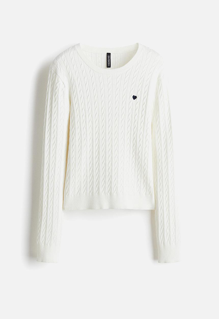 Cable-knit jumper - white - 1302100004