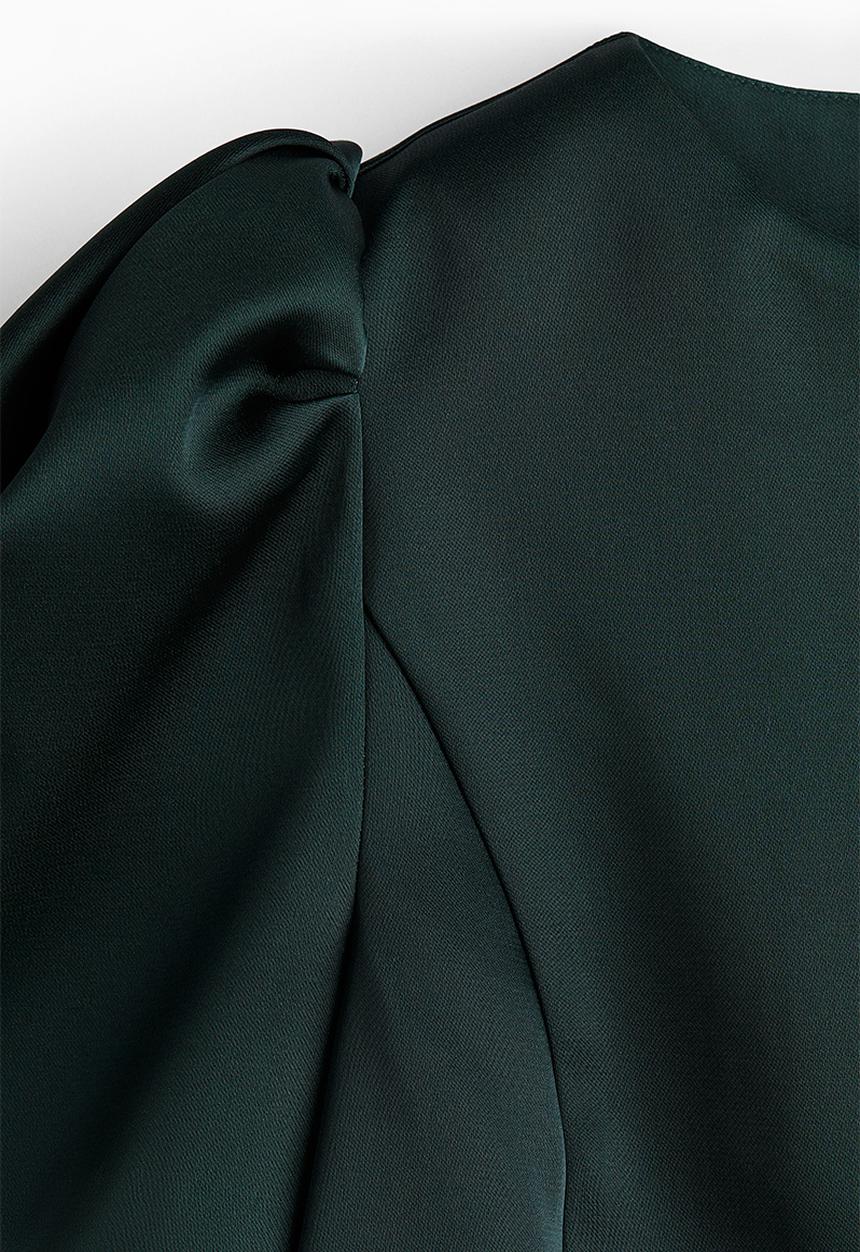 H&M - Puff-sleeved blouse - dark green