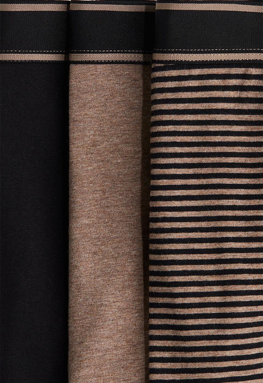 H&M - 3 pack mid trunks - beige black striped