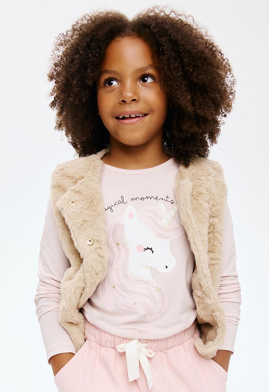 H&M - Printed jersey top - light pink/unicorn