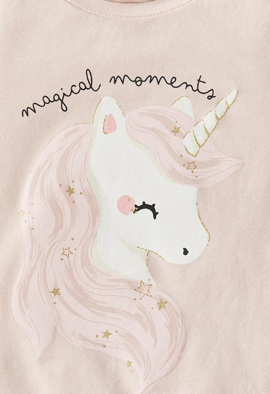 H&M - Printed jersey top - light pink/unicorn