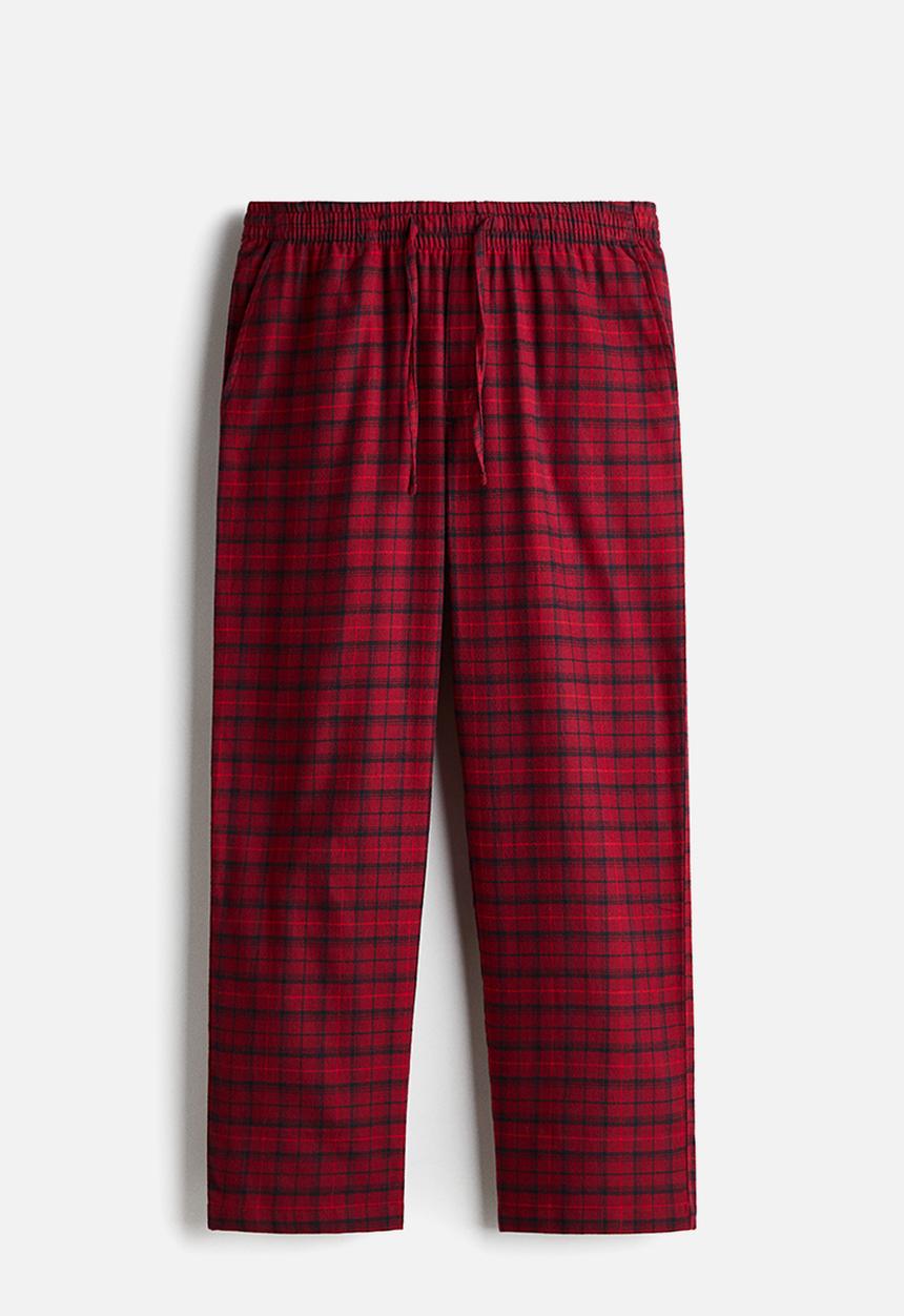 H&M - Relaxed fit flannel trousers - red checked