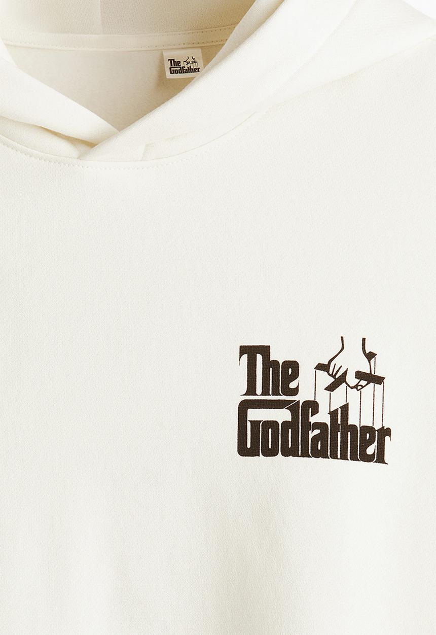 H&M - Loose fit printed hoodie - white the godfather