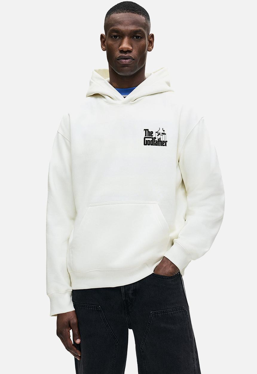 H&M - Loose fit printed hoodie - white the godfather