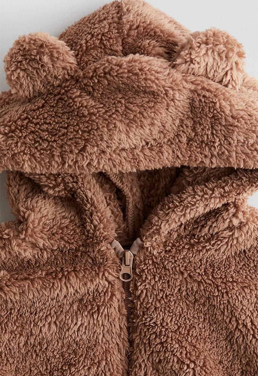 H&M - Teddy zip-through hoodie - brown