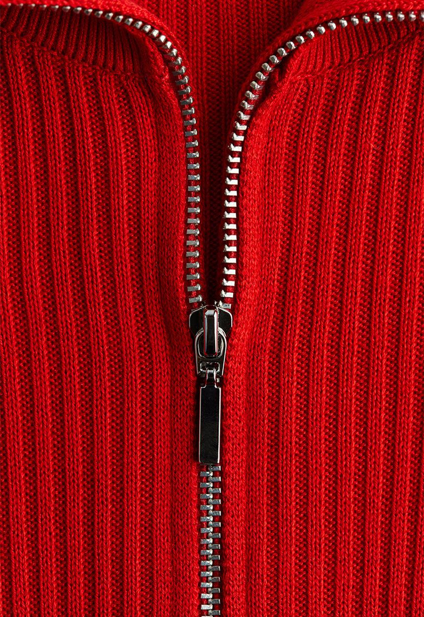H&M - Rib-knit zip-top top - red