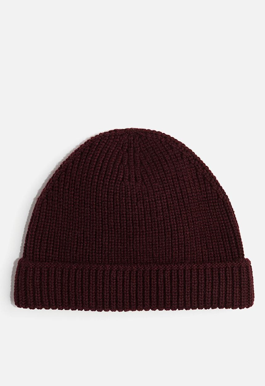 H&M - Rib-knit beanie - burgundy