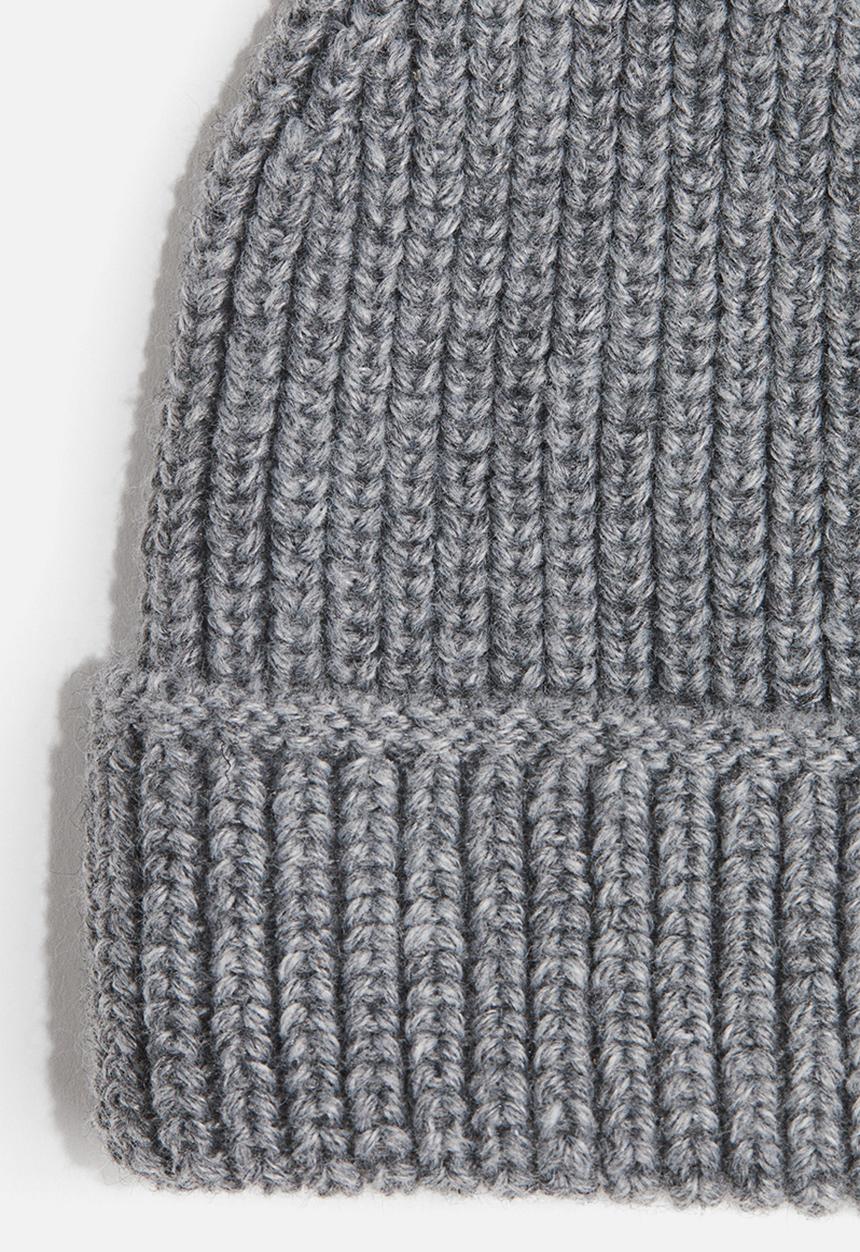 Rib-knit beanie - dark grey marl - 1308939002