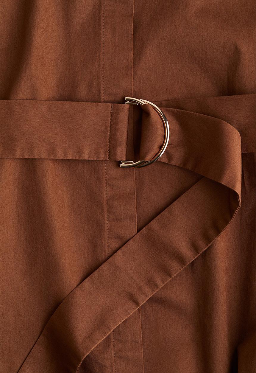 H&M - Belted poplin shirt dress - brown