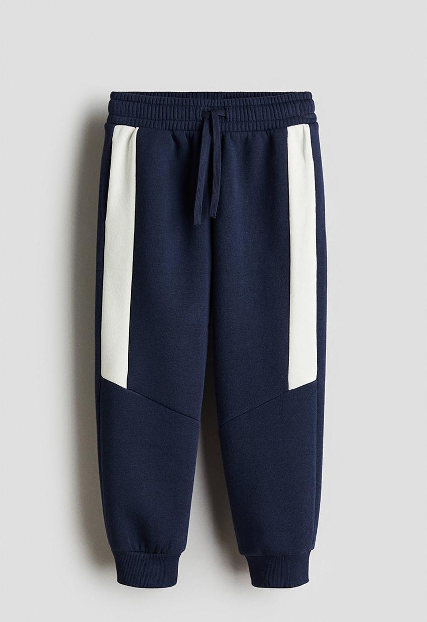 H&M - Colour-blocked joggers - navy blue/white