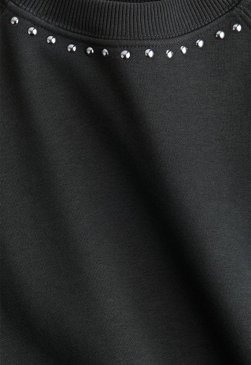 H&M - Embellished sweatshirt - washed black