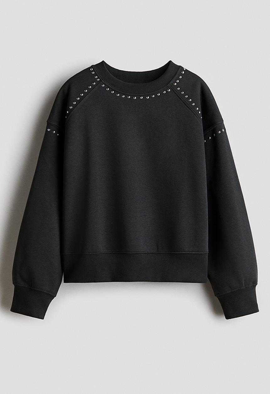 H&M - Embellished sweatshirt - washed black