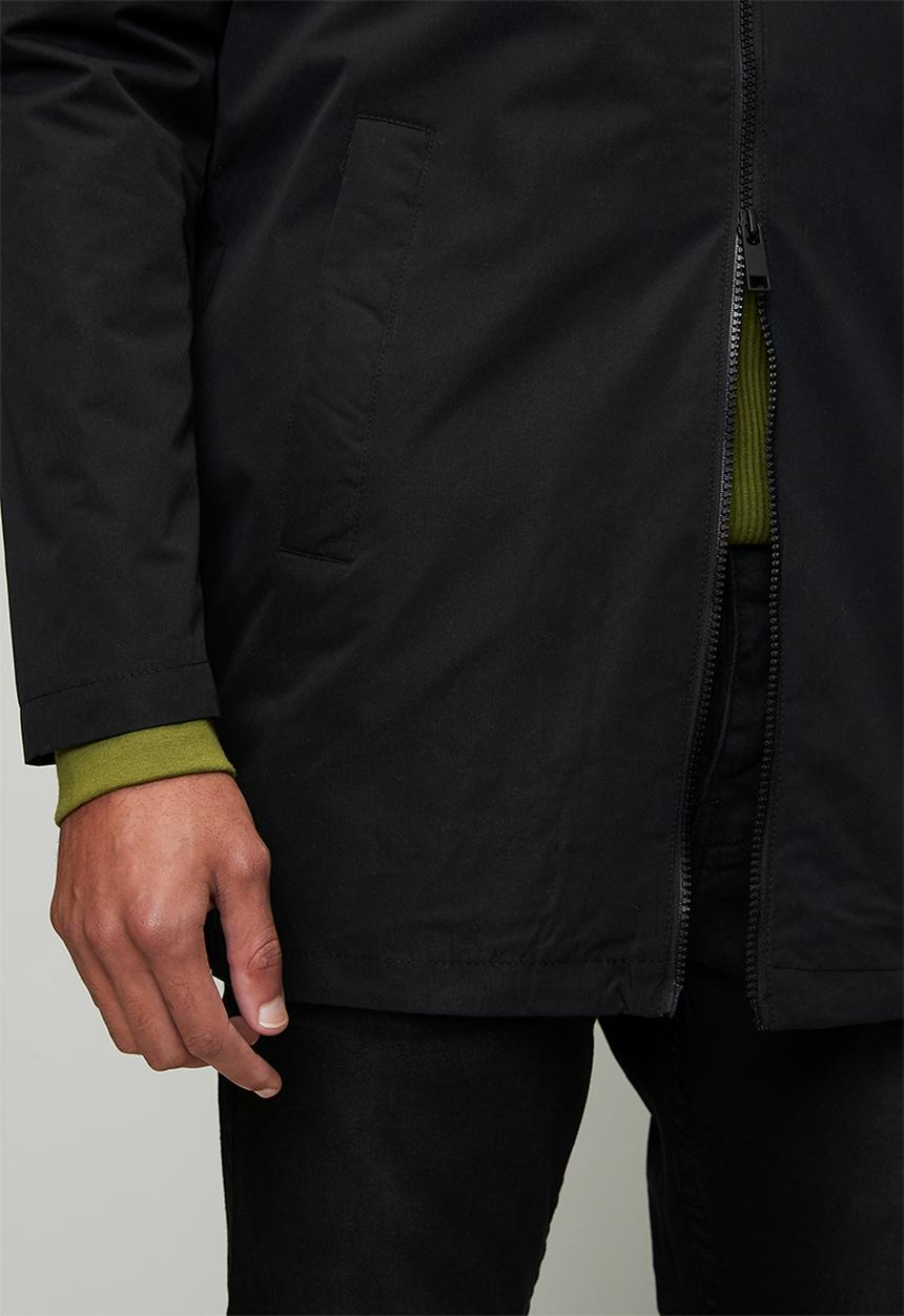 Brave Soul - Unpadded Zip Through Hooded Mac - Black