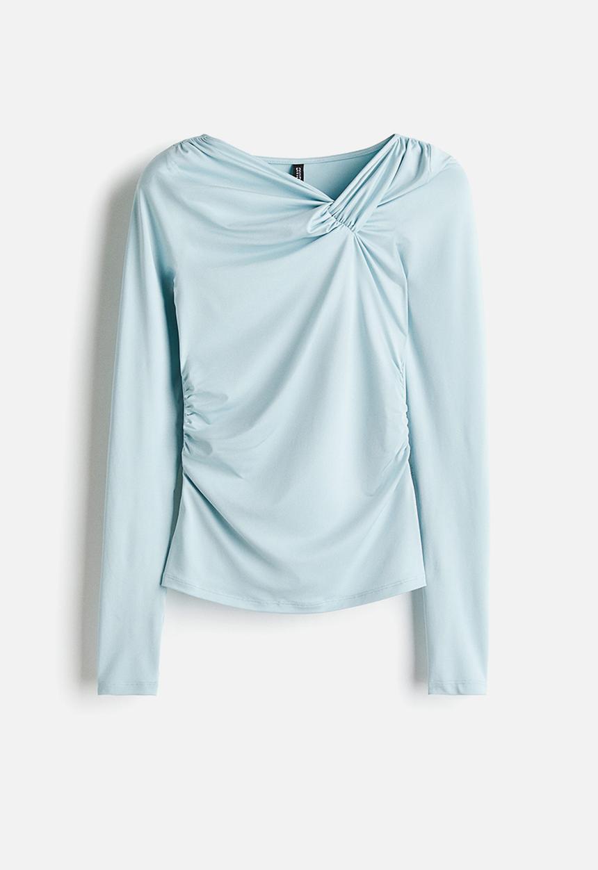 H&M - Twist-detail top - light turquoise