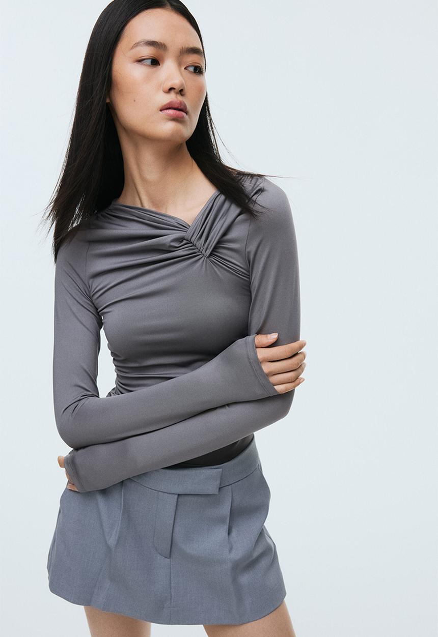 Twist-detail top - grey - 1313818003
