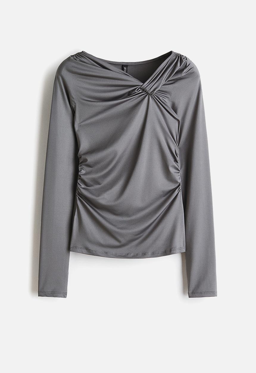 H&M - Twist-detail top - grey