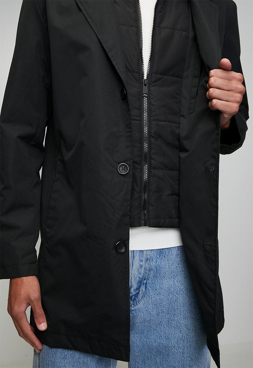 Brave Soul - Double Layer Overcoat - Black