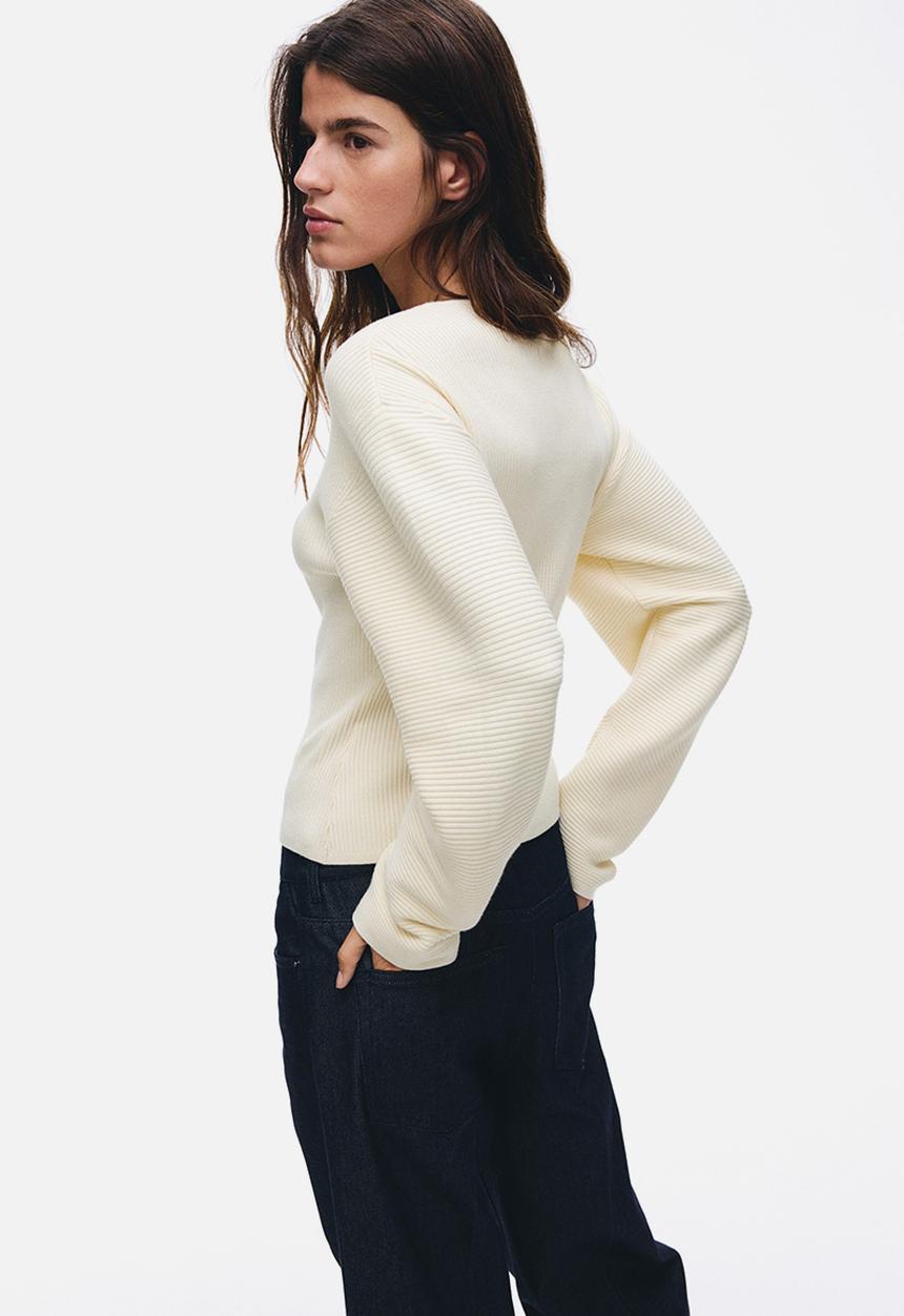 H&M - Rib-knit cardigan - cream
