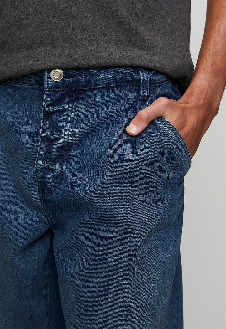 Brave Soul - Wide Leg Denim Jean - Mid Blue Regular Length