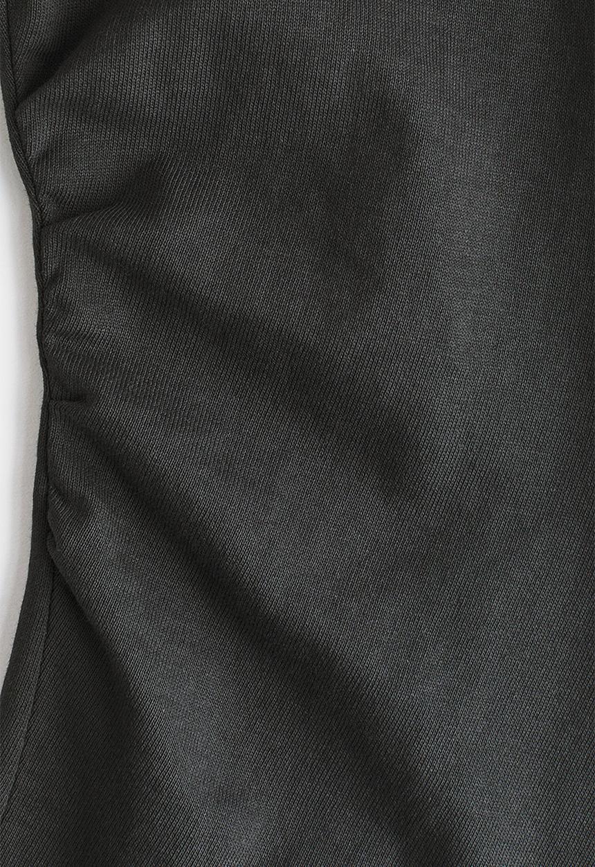 H&M - Gathered cotton jersey top - dark grey