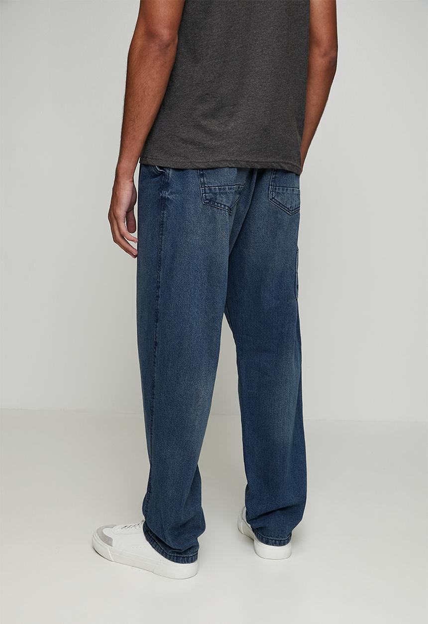 Brave Soul - Wide Leg Denim Jean - Mid Blue Regular Length