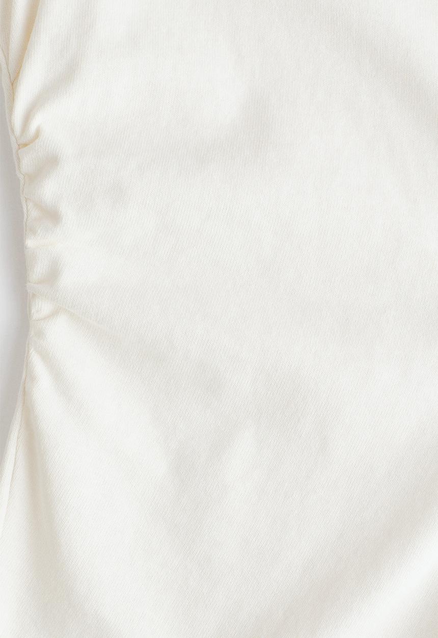 H&M - Gathered cotton jersey top - white