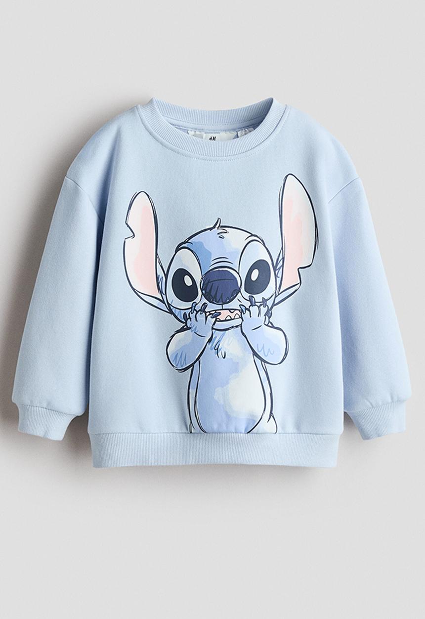 H&M - Print-motif sweatshirt - light blue/lilo & stitch
